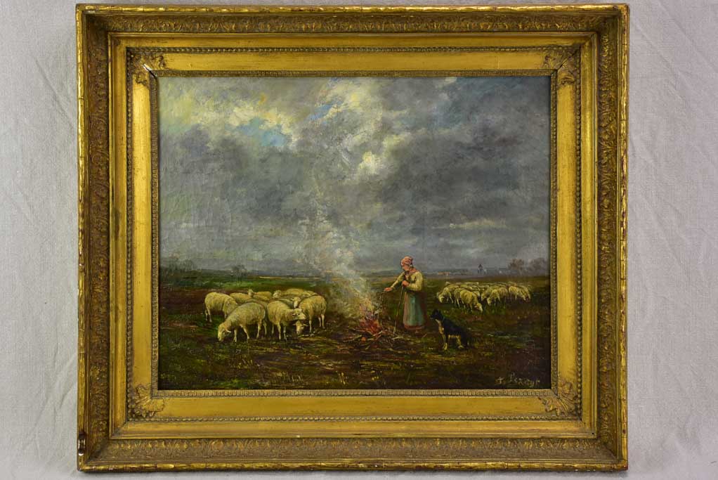 Shepherdess and her flock Bergère et son troupeau - Aymar Pezant (1846-1916) 24" x 28"