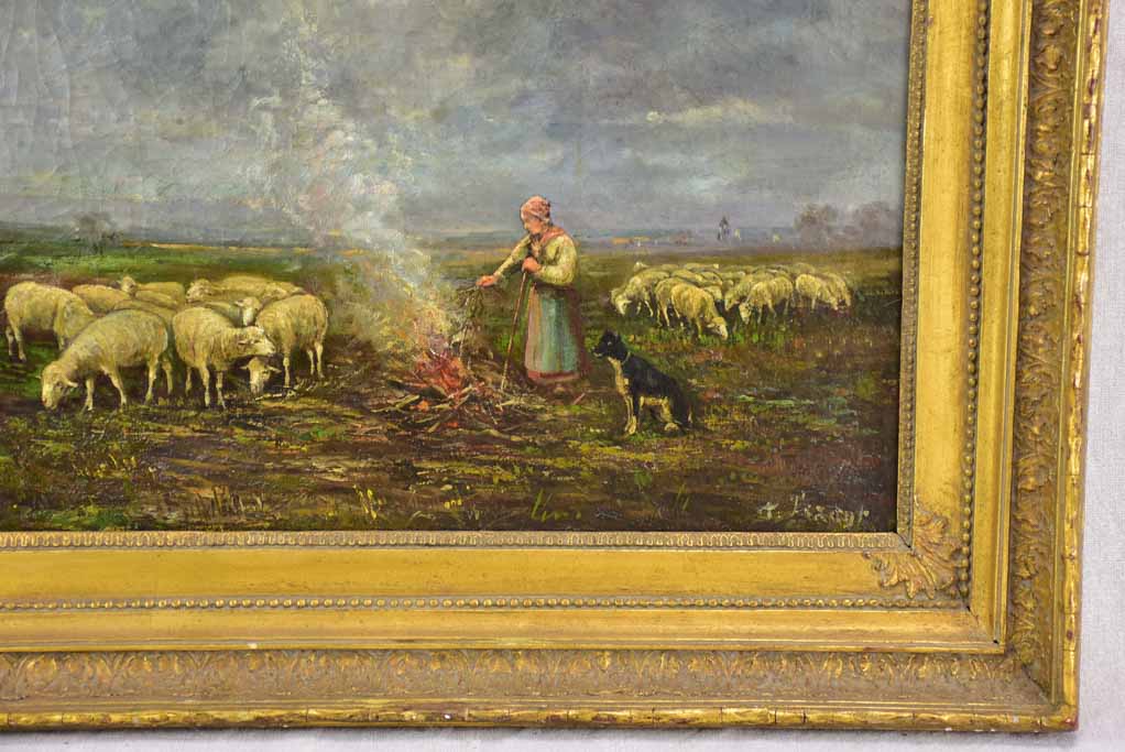Shepherdess and her flock Bergère et son troupeau - Aymar Pezant (1846-1916) 24" x 28"
