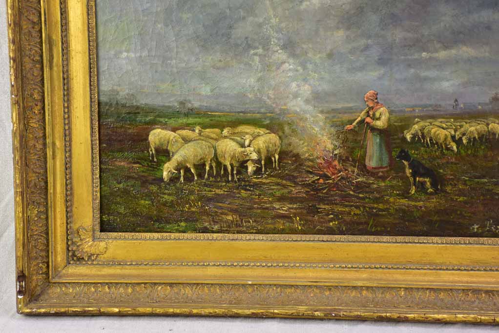 Shepherdess and her flock Bergère et son troupeau - Aymar Pezant (1846-1916) 24" x 28"