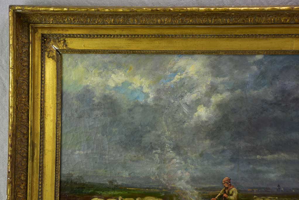 Shepherdess and her flock Bergère et son troupeau - Aymar Pezant (1846-1916) 24" x 28"