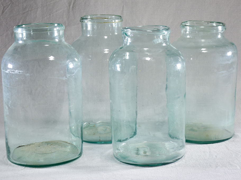 Collection of four large antique French preserving jars 13½"