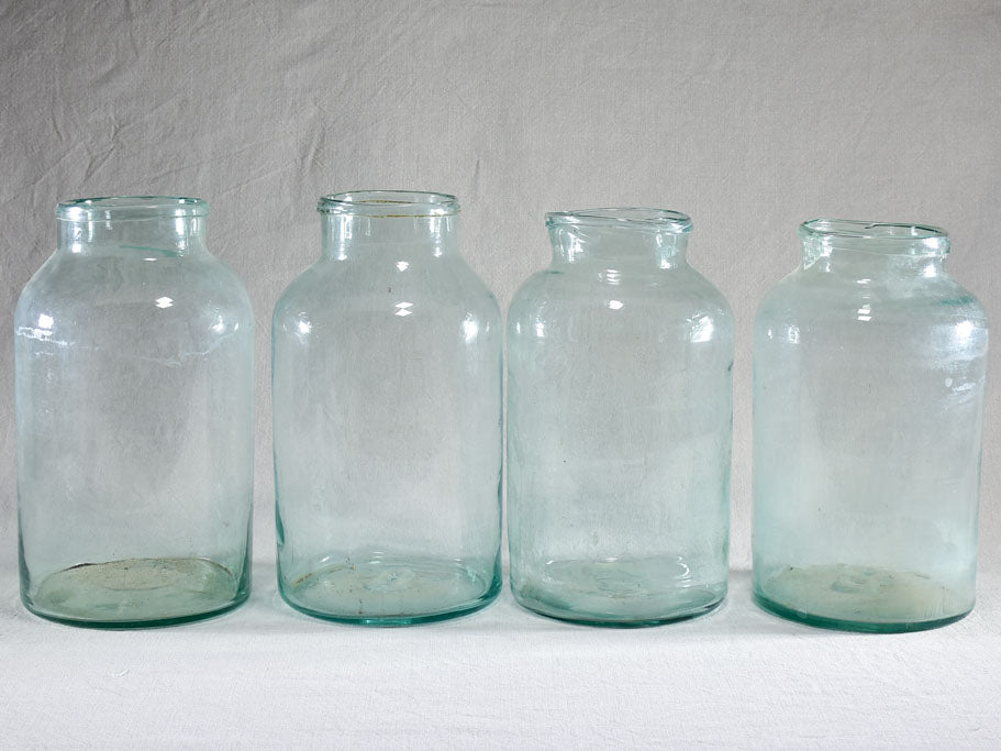 Collection of four large antique French preserving jars 13½"