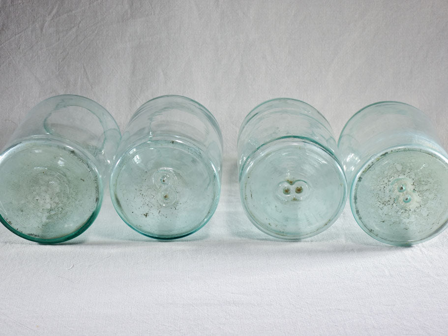 Collection of four large antique French preserving jars 13½"