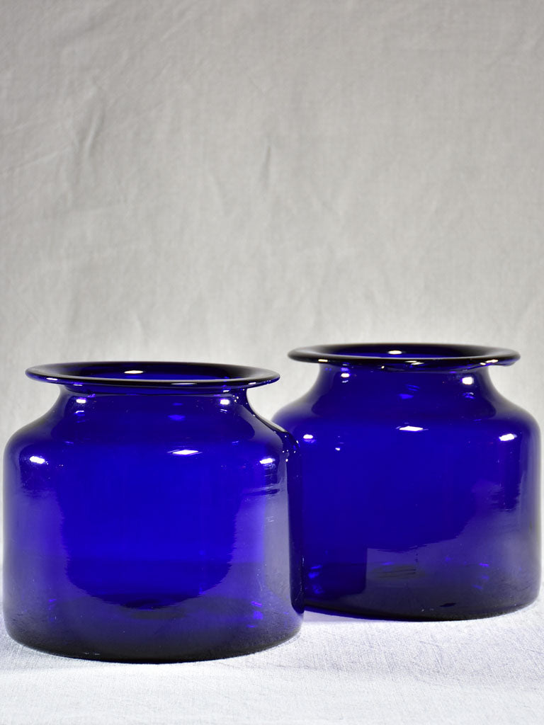 Pair of late 19th Century apothecary jars - cobalt blue 8"