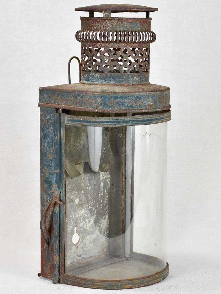 Rare 19th century French lantern with curved glass 16¼"