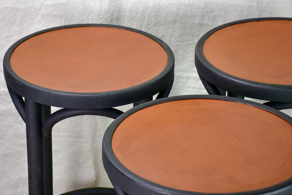 Pair of bentwood Baumann / Thonet barstools - black and brown