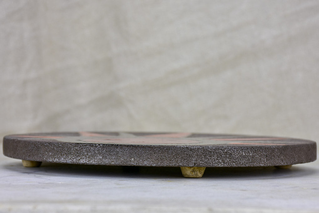 1970's fire clay trivet signed Michel Clement