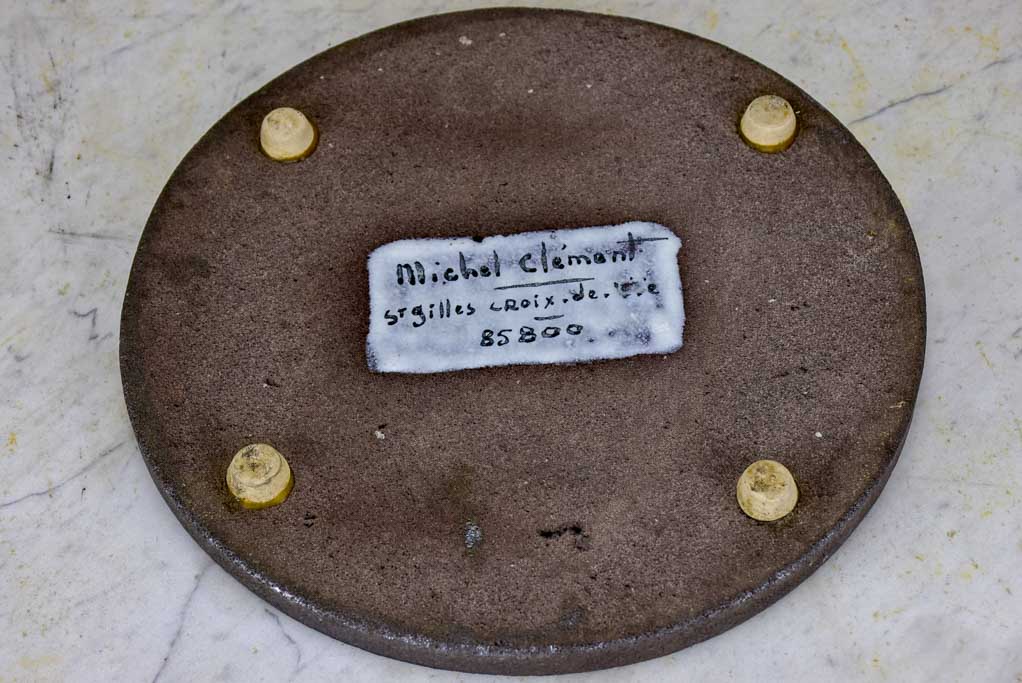 1970's fire clay trivet signed Michel Clement