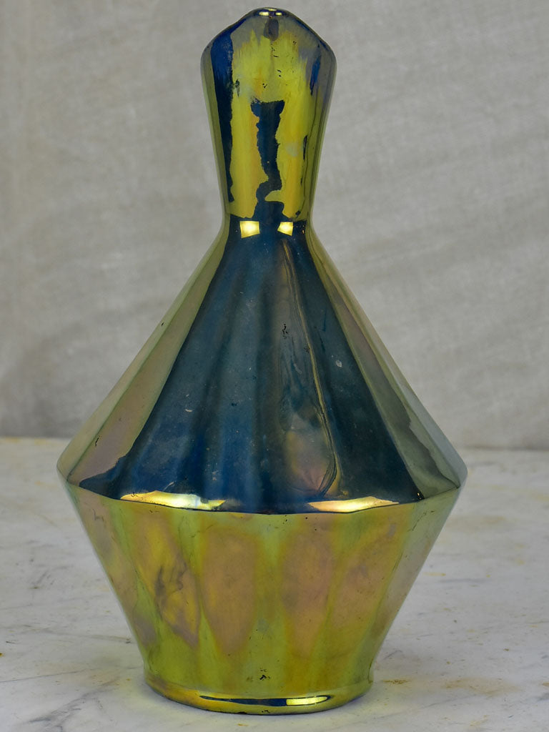 Mid century metallic glazed ceramic pitcher