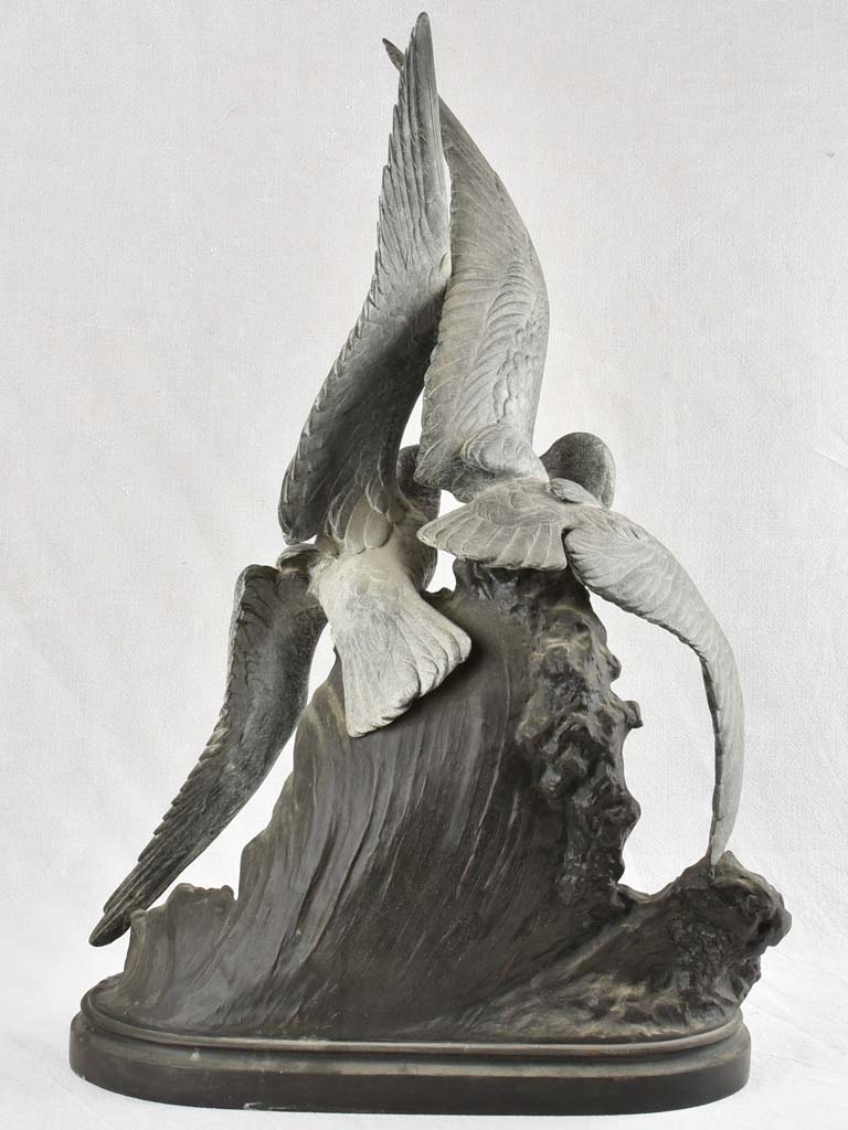 Large Art Deco sculpture of 2 seagulls signed H. Lechesne 30¼"