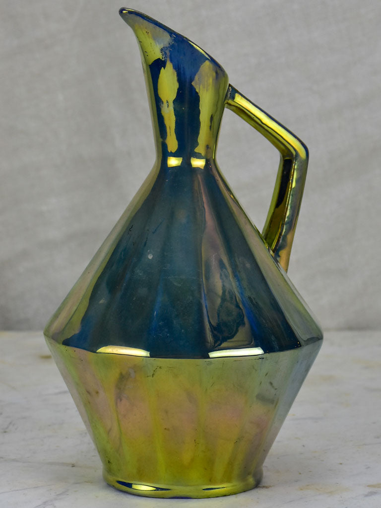 Mid century metallic glazed ceramic pitcher