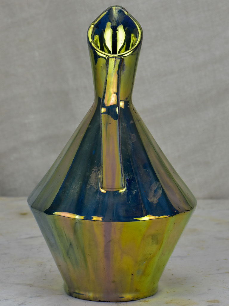 Mid century metallic glazed ceramic pitcher