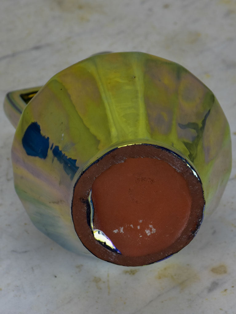 Mid century metallic glazed ceramic pitcher