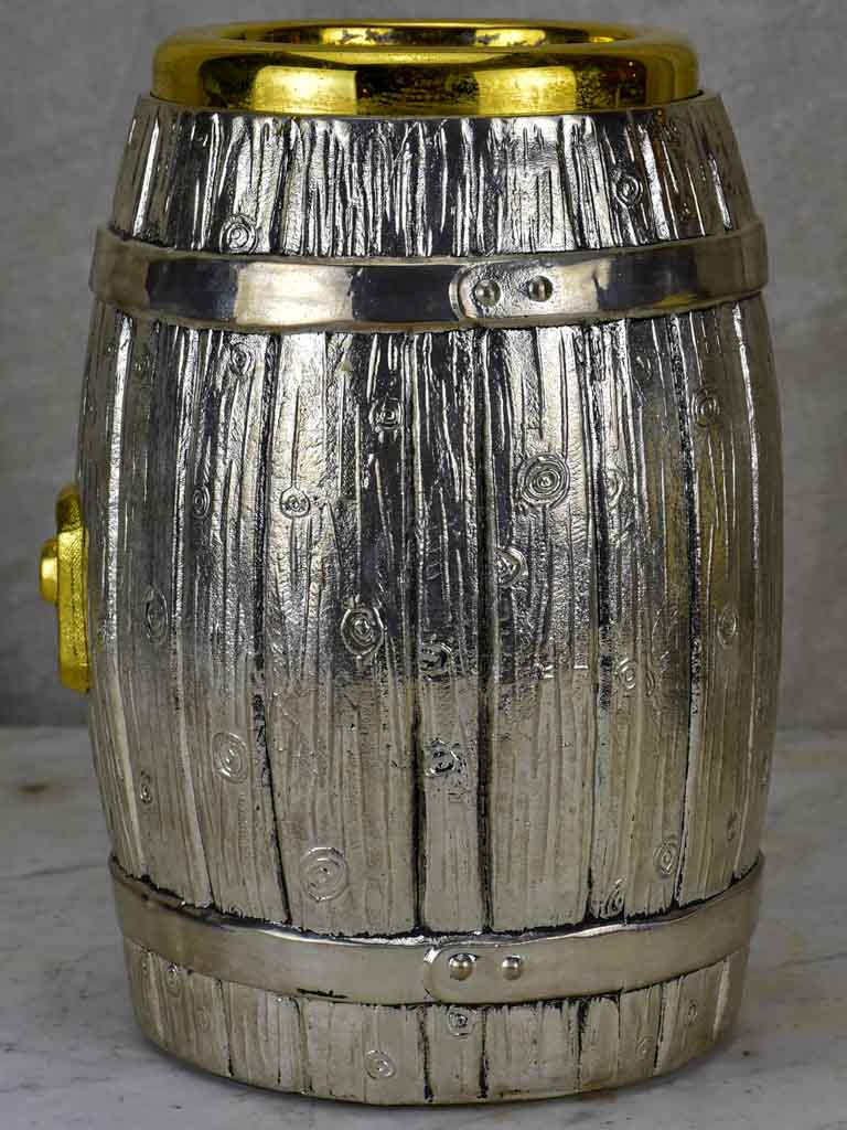 1970's Italian ice bucket in the shape of a wine barrel