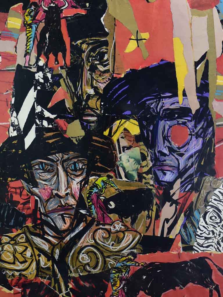 Modern collage portrait - Michel Calandre (1944 - ) 39½" x 51½"