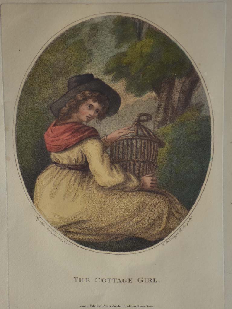 The Cottage Girl - original engraving by Angelica Kauffmann 18½" x 22¾"