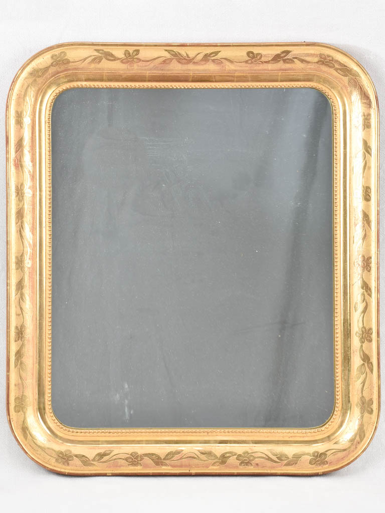 Pair of Napoleon III gilded mirrors with rounded corners 31" x 27¼"