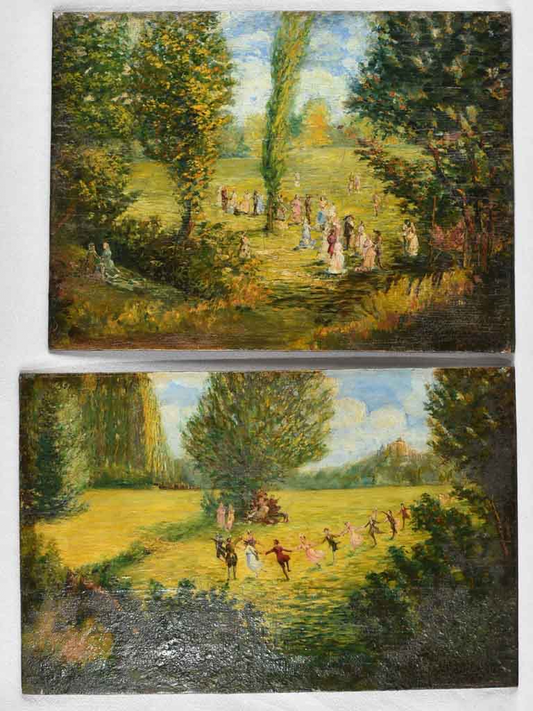 Antique Prepared Oil Board Paintings