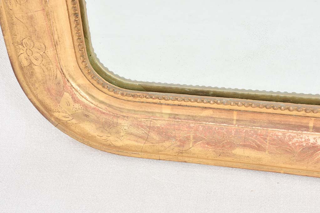 Pair of Napoleon III gilded mirrors with rounded corners 31" x 27¼"