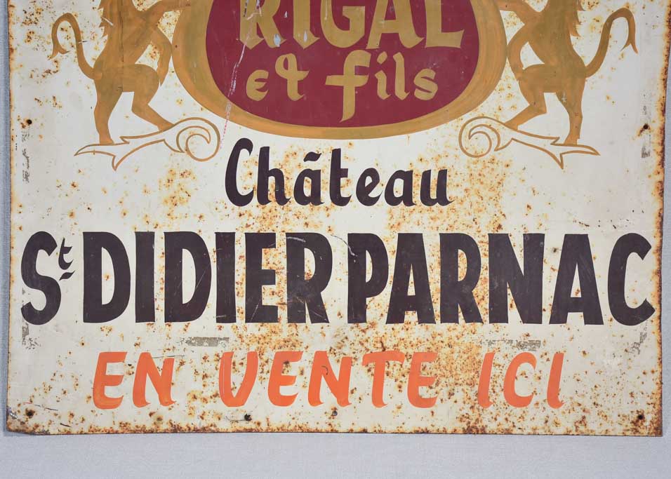 1970's hand painted sign - Vin de Cahors 26½" x 28"