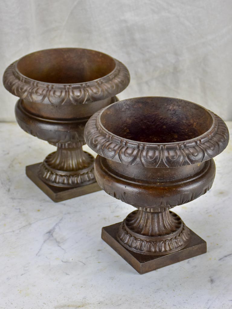 Pair of small antique French Medici urns
