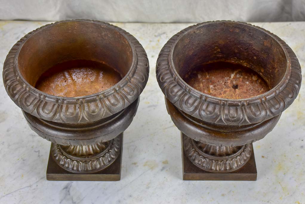 Pair of small antique French Medici urns