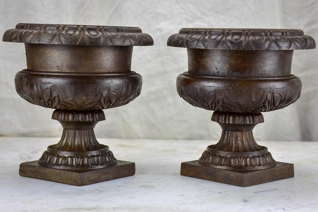 Pair of small antique French Medici urns