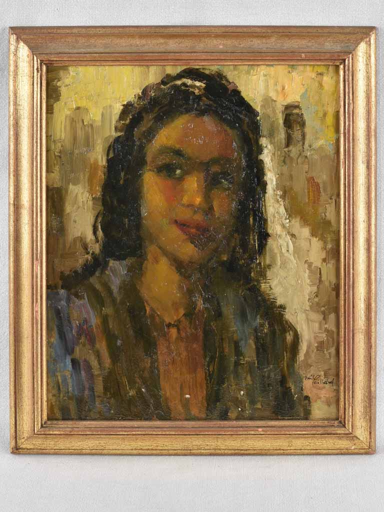 Vintage Gaillard oil portrait on board