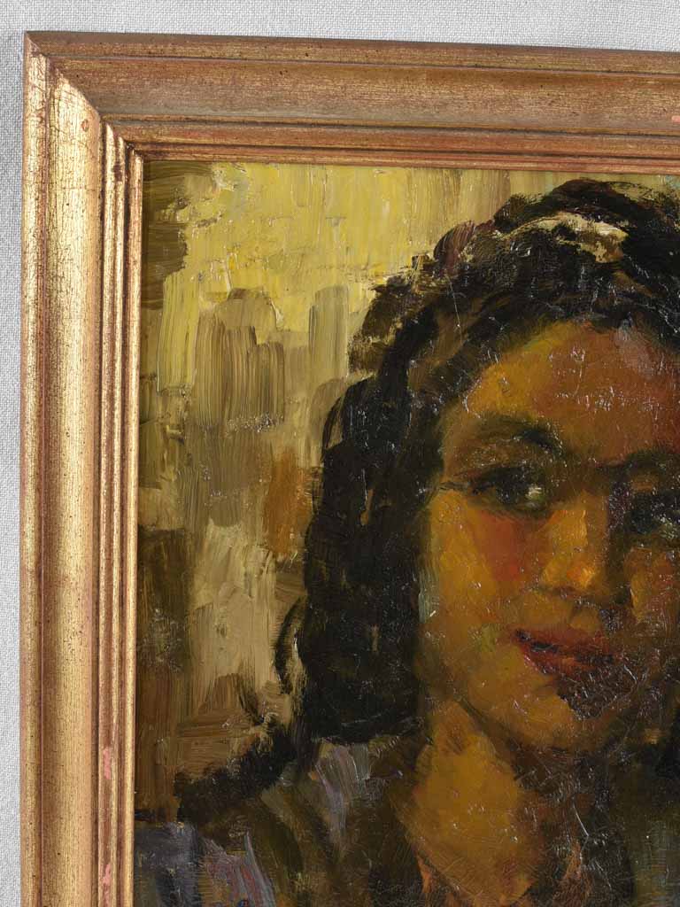 Authentic French-signed young lady portrait