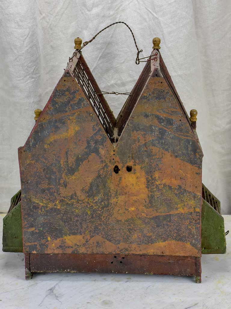 Antique French birdcage with double-pitched roof