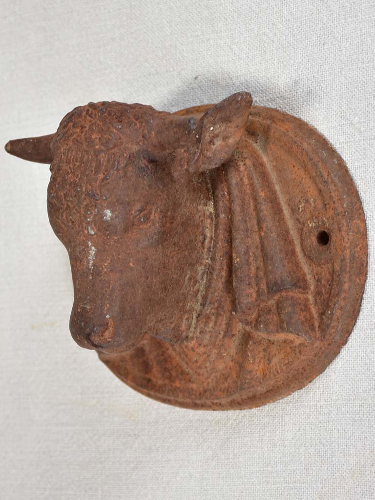 Cast iron bulls head decoration from a butcher's block 7"