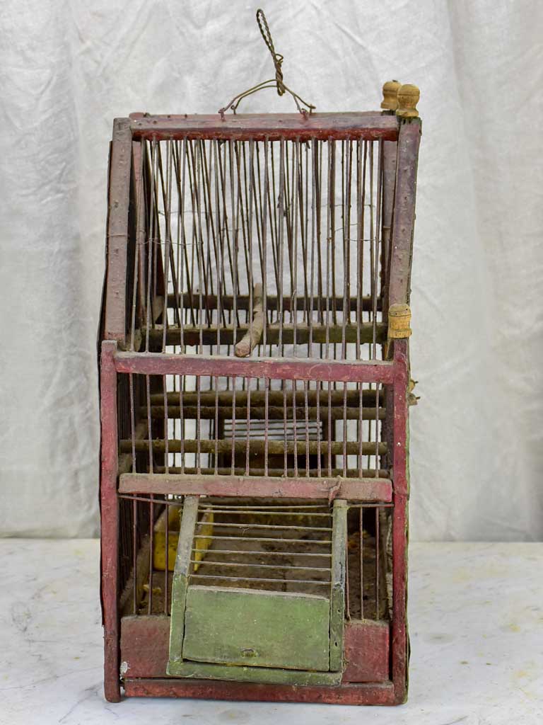 Antique French birdcage with double-pitched roof