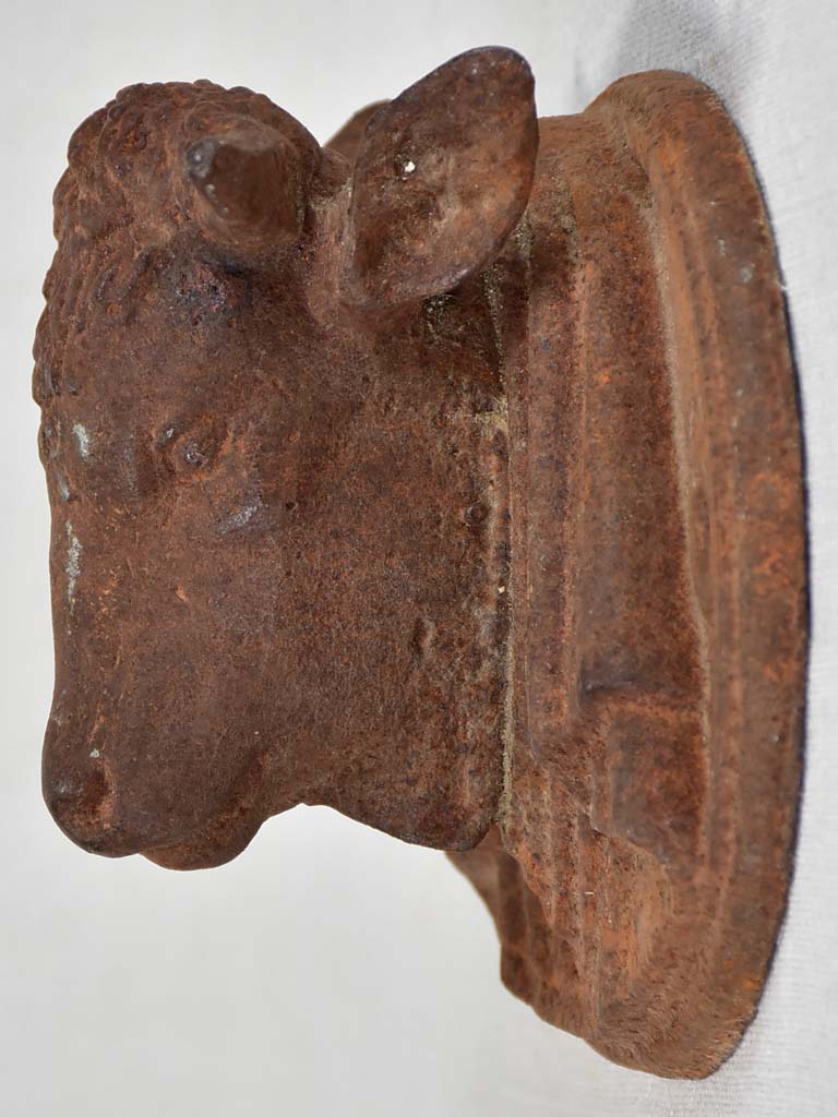 Cast iron bulls head decoration from a butcher's block 7"