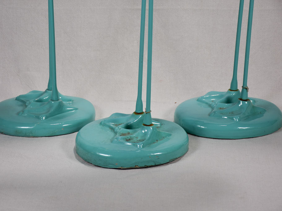 Collection of 3 life size vintage Flamingos - aqua blue resin and iron 47¼"