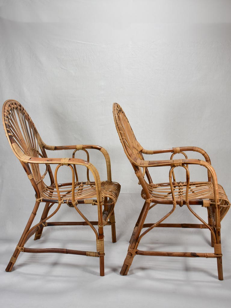 Pair of winter garden rattan armchairs - 1960's