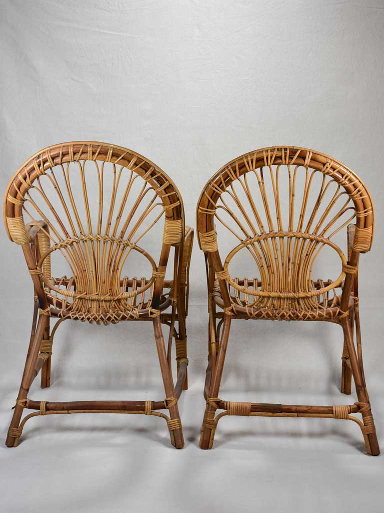 Pair of winter garden rattan armchairs - 1960's