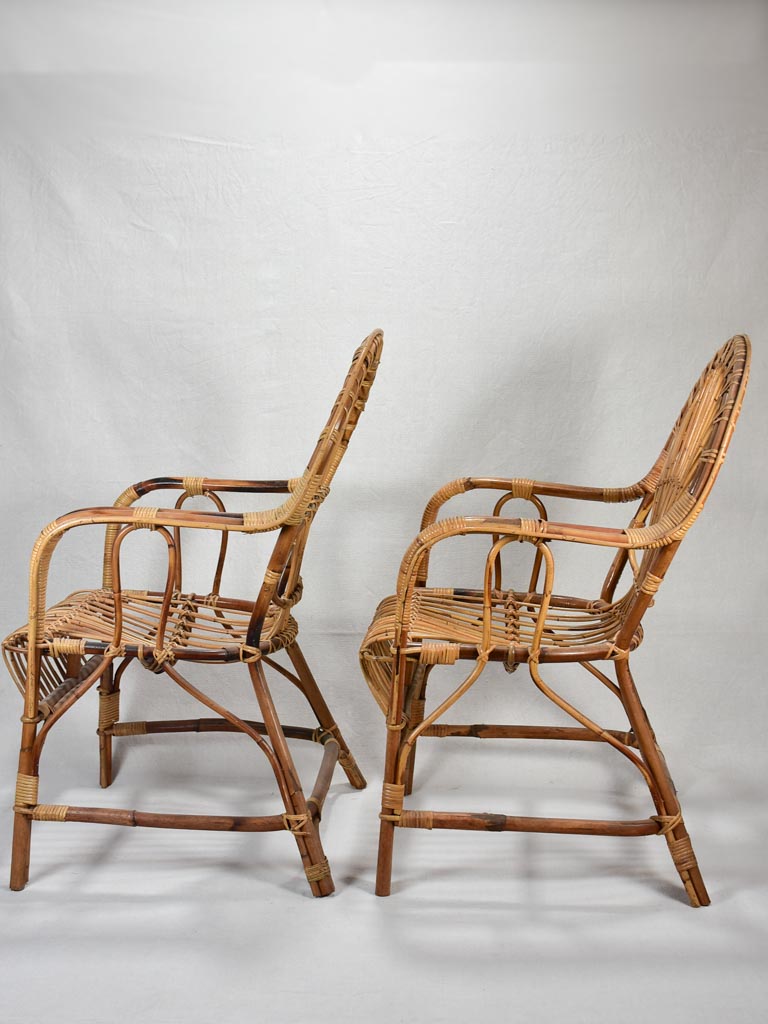 Pair of winter garden rattan armchairs - 1960's