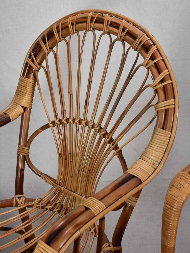 Pair of winter garden rattan armchairs - 1960's