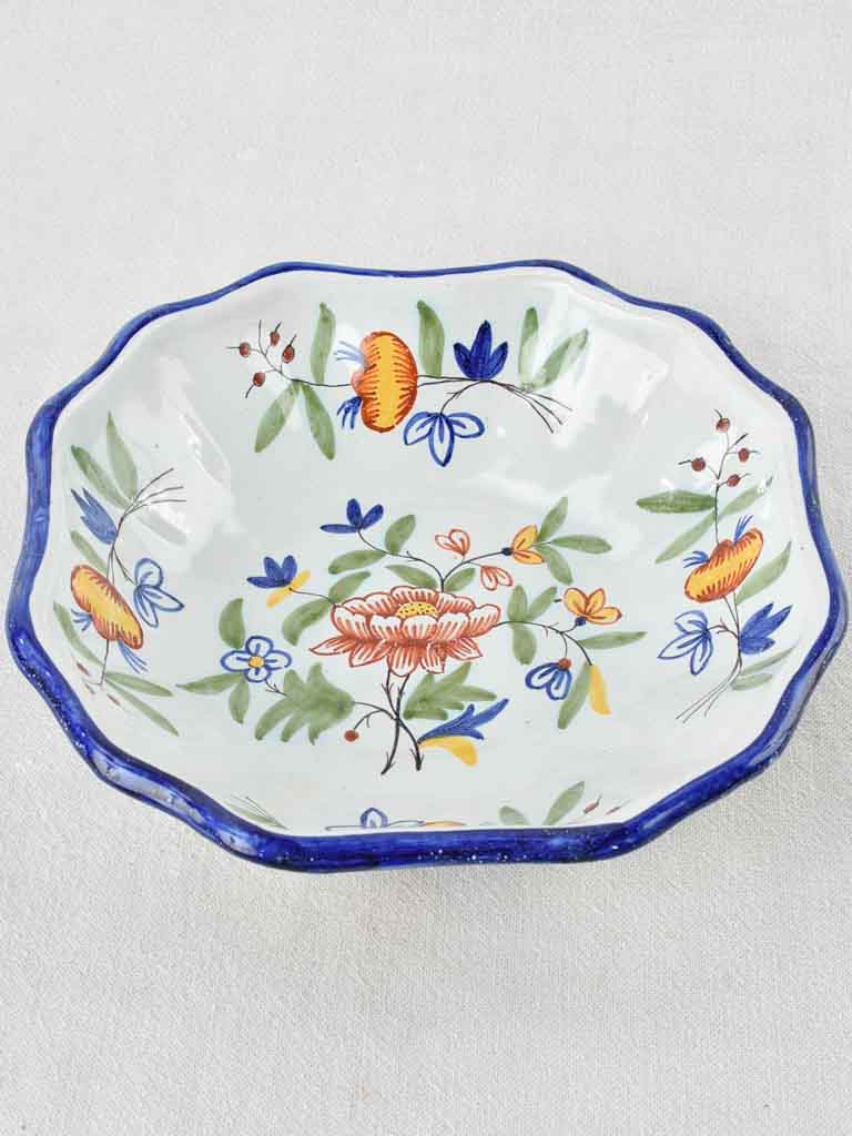 Antique French ceramic bowl - hand painted - 11½"