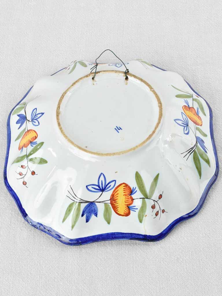 Antique French ceramic bowl - hand painted - 11½"