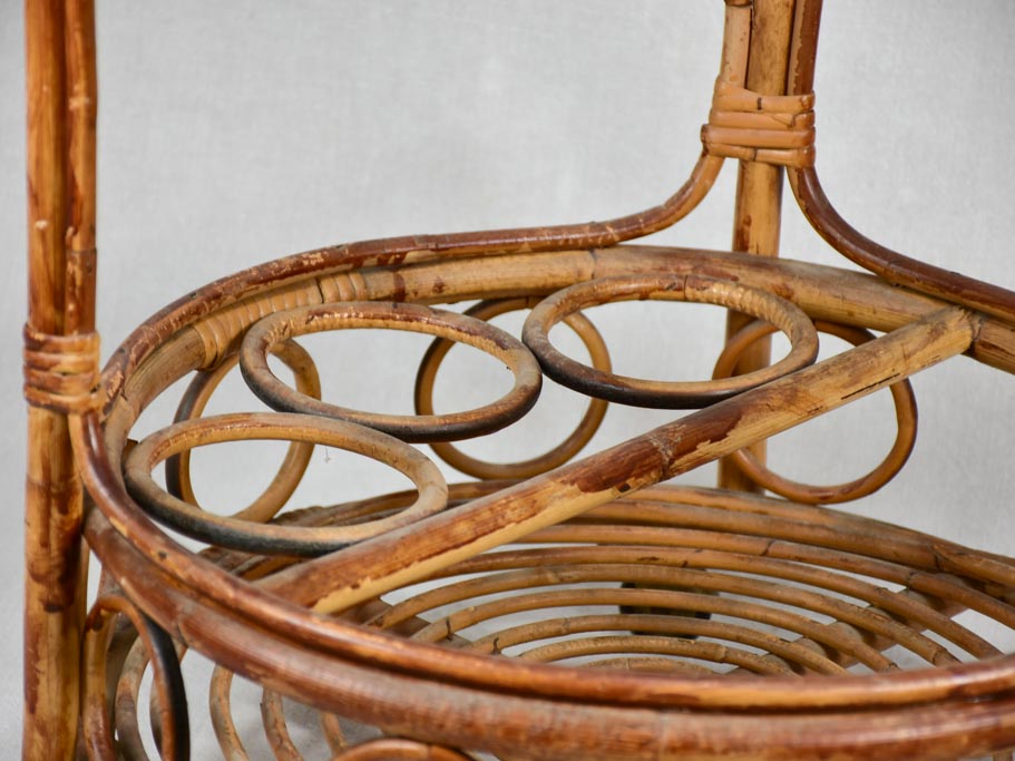 Vintage French rattan bar cart
