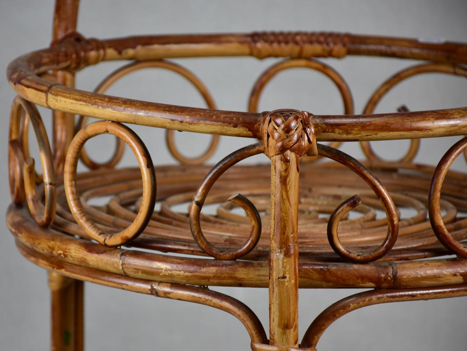 Vintage French rattan bar cart