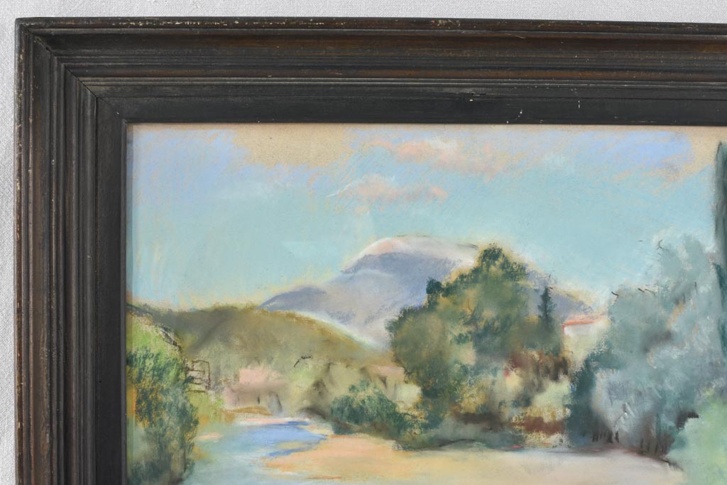 Authentic aged pastel landscape