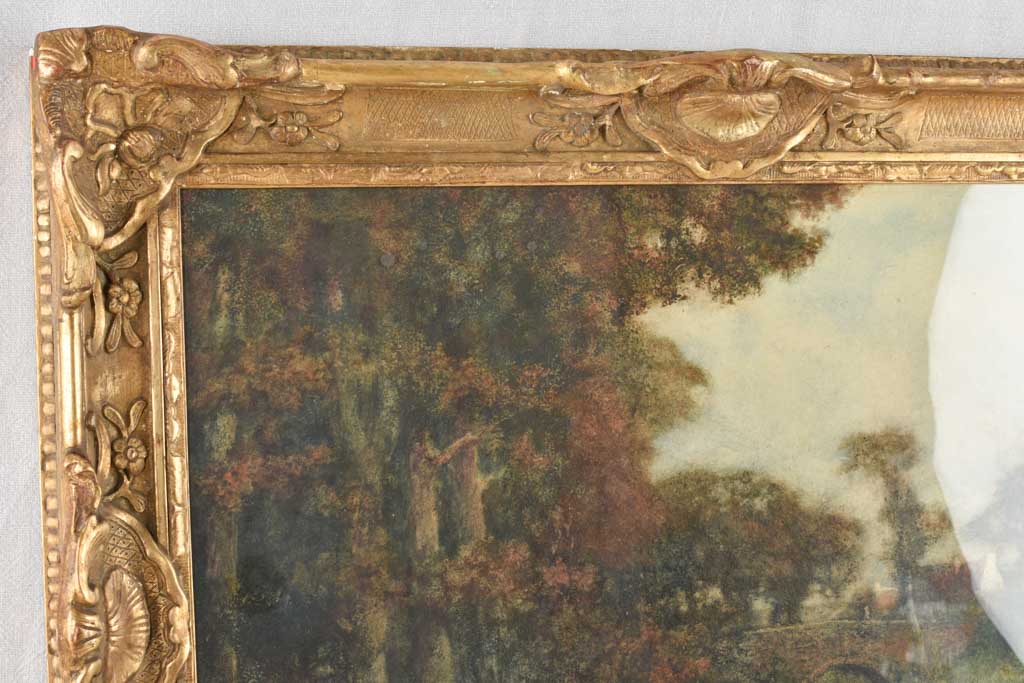 Antique watercolor landscape Gaston Le Mains (1860-1829) 28¼" x 36¼"