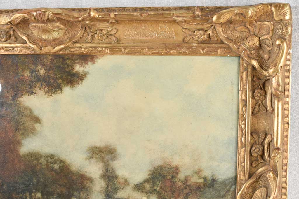 Antique watercolor landscape Gaston Le Mains (1860-1829) 28¼" x 36¼"