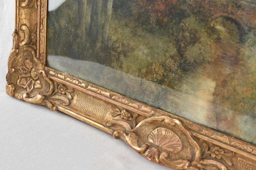 Antique watercolor landscape Gaston Le Mains (1860-1829) 28¼" x 36¼"