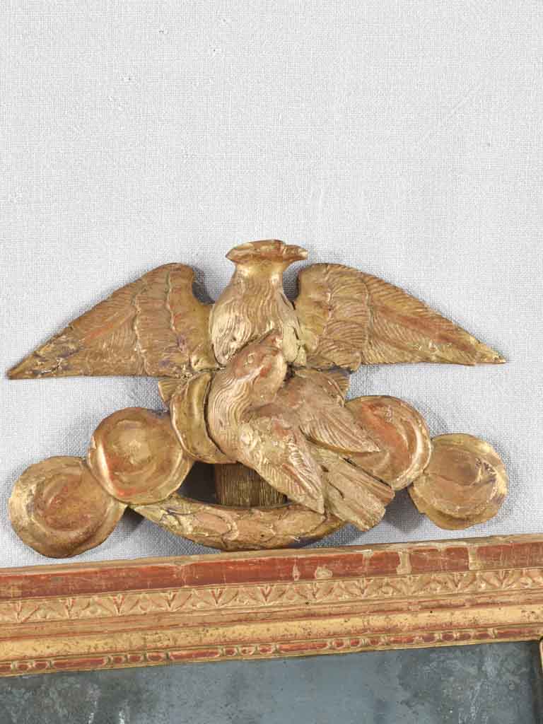 18th century gilt wood mirror with dove pediment 28¼" x 19¼"