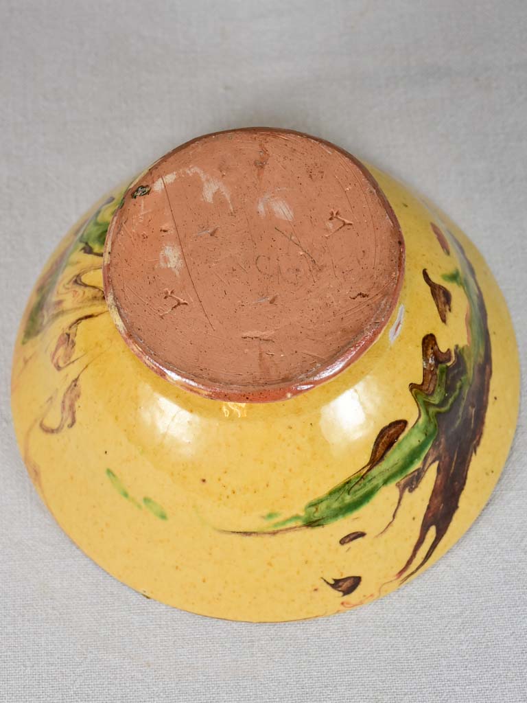 Antique French bowl with marble effect 9"