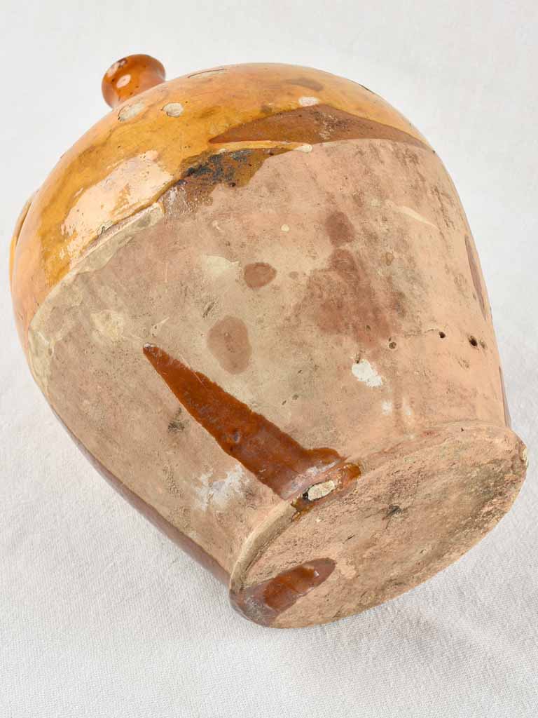 ANTIQUE FRENCH OIL PITCHER W/ YELLOW OCHRE GLAZE 13½"