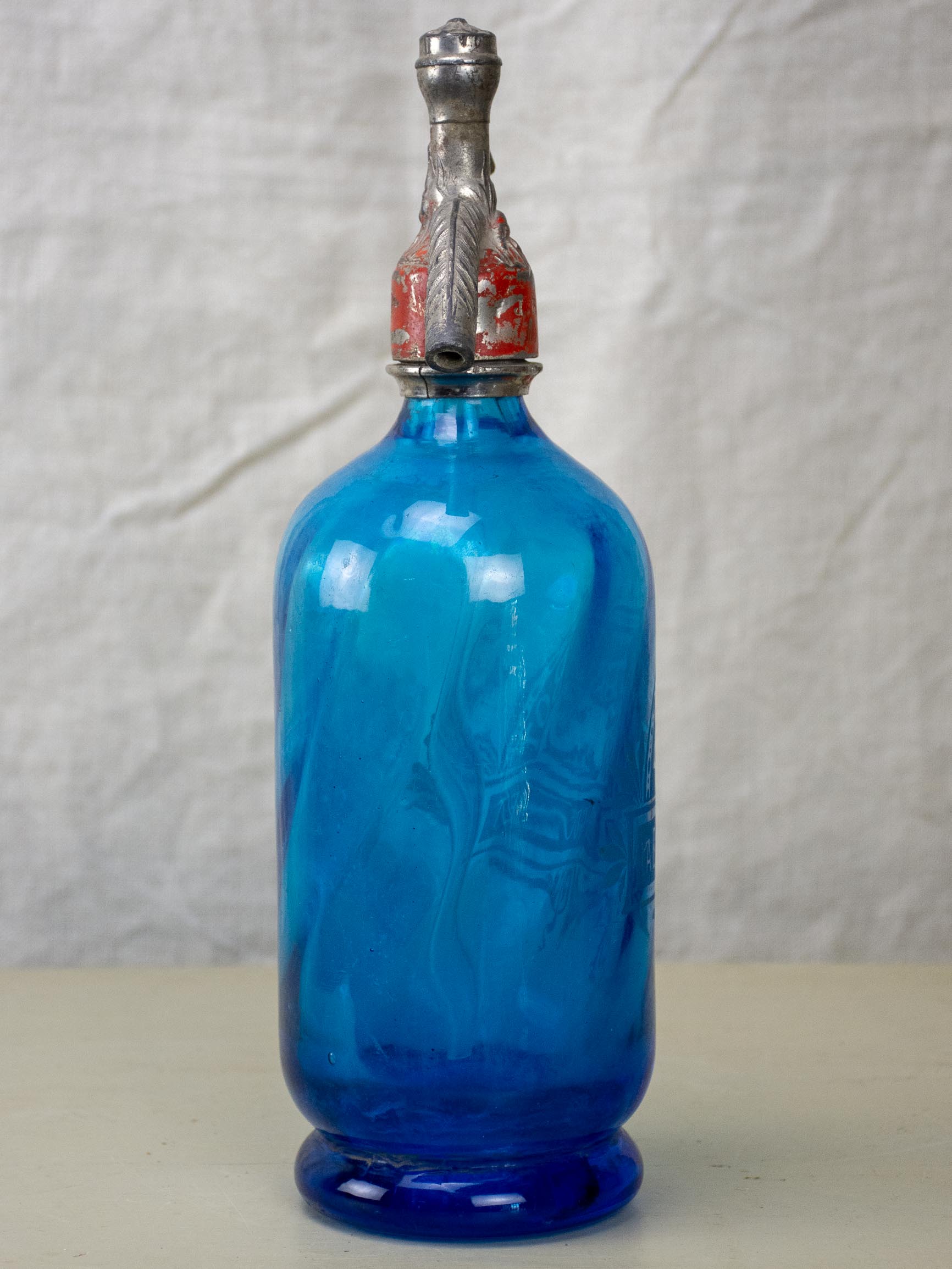 Antique French blue Setlzer bottle - J. Ribot